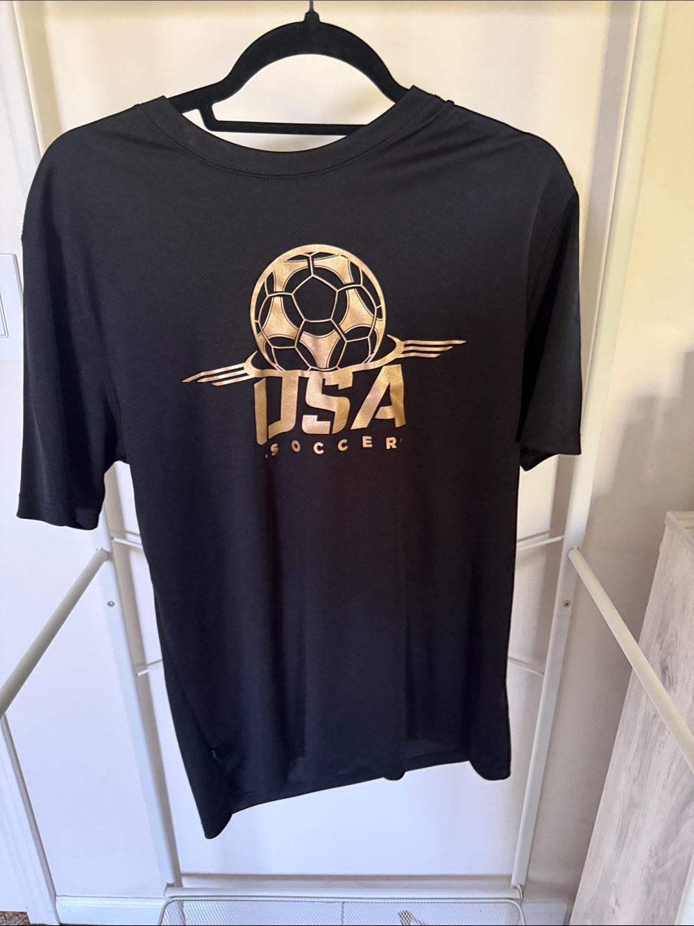 Othr Black Tee with Gold USA Soccer Logo